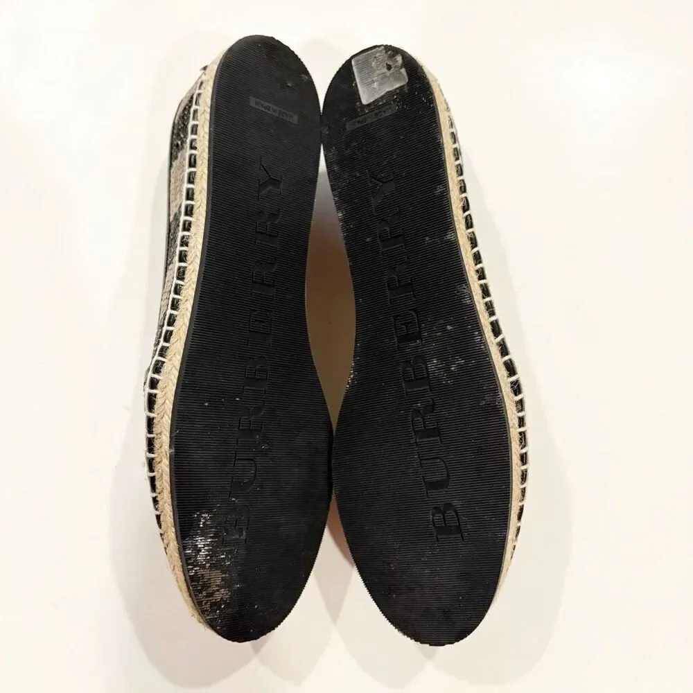 Burberry Two Tone Striped Raffia Hodgeson Espadrilles Size 37 US 6.5